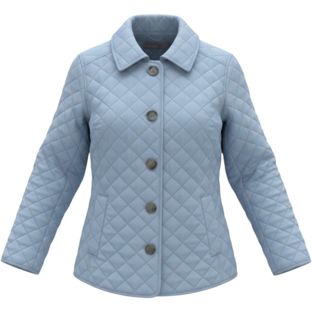 Chicos Light Blue Diamond Quilted Button Front Jacket Size Small